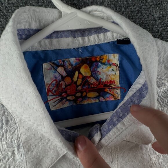 Robert Graham Long Sleeve Button Up Shirt Men Size 2XL White Textured Modal Poly - Picture 8 of 16